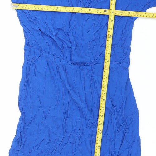 Next Women’s Blue Shift Dress Size 16 V-Neck Long Sleeve Knee Length