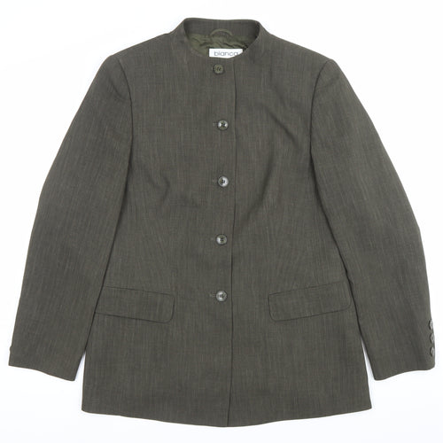 Bianca Womens Green Size 12 Polyester Single Breasted Suit Jacket
