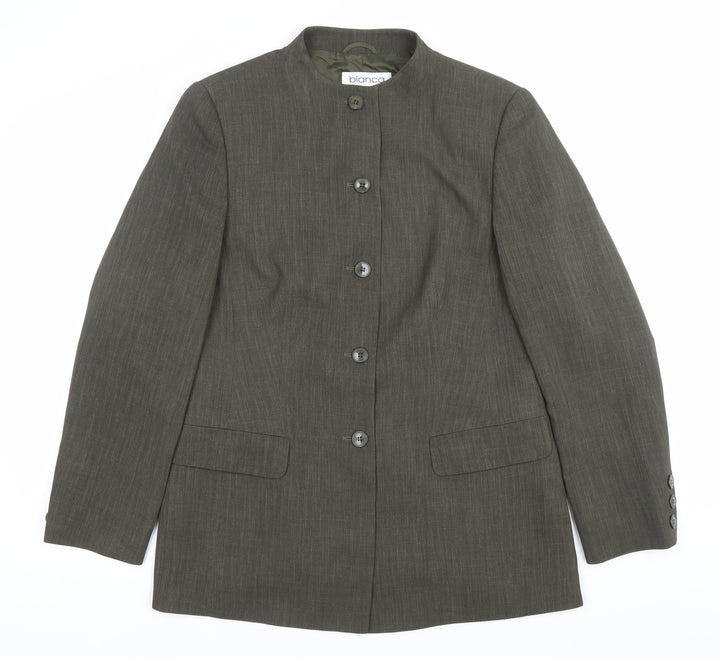Bianca Womens Green Size 12 Polyester Single Breasted Suit Jacket