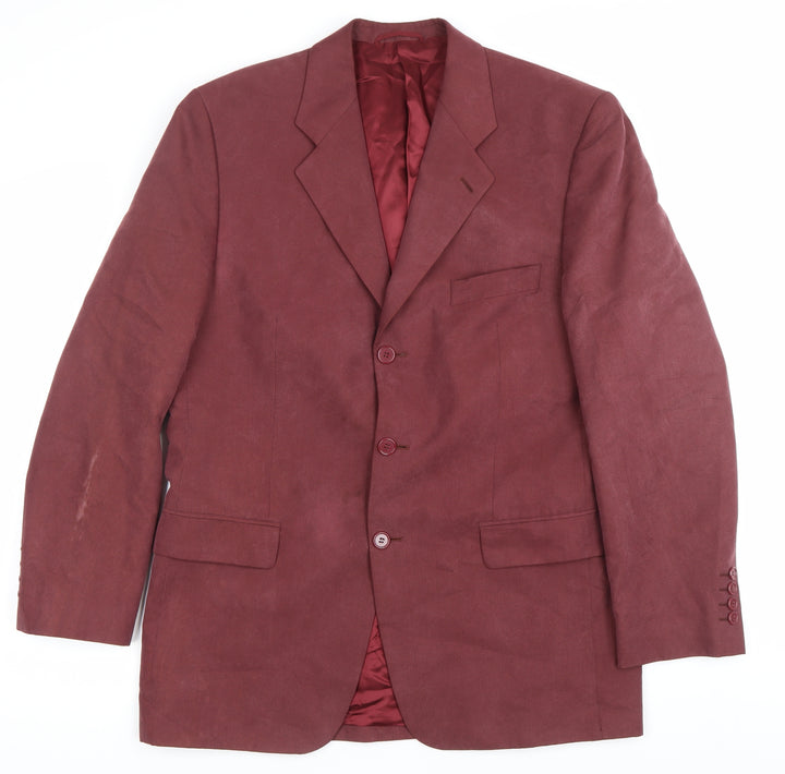 Hugo James Men’s Red 40 Blazer Jacket Single-Breasted Notch Lapel