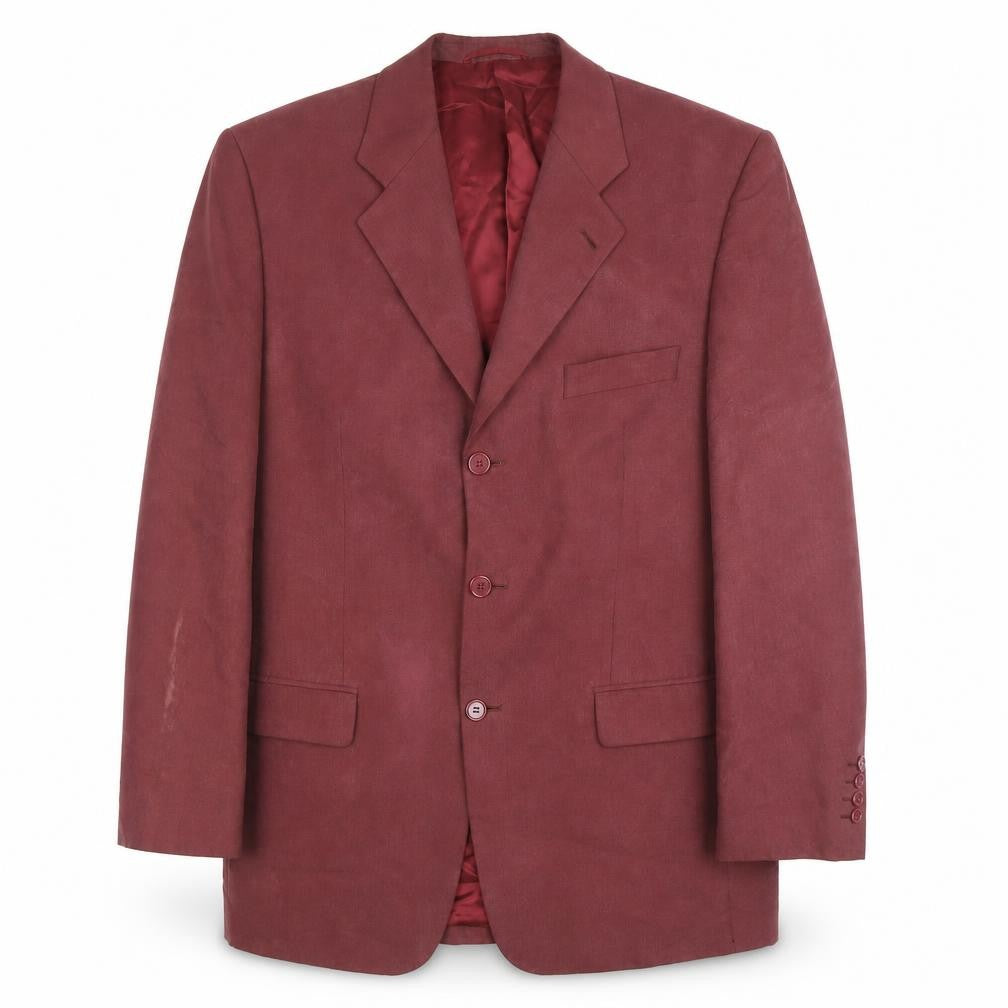 Front view of Hugo James Men’s Red 40 Blazer Jacket Single-Breasted Notch Lapel