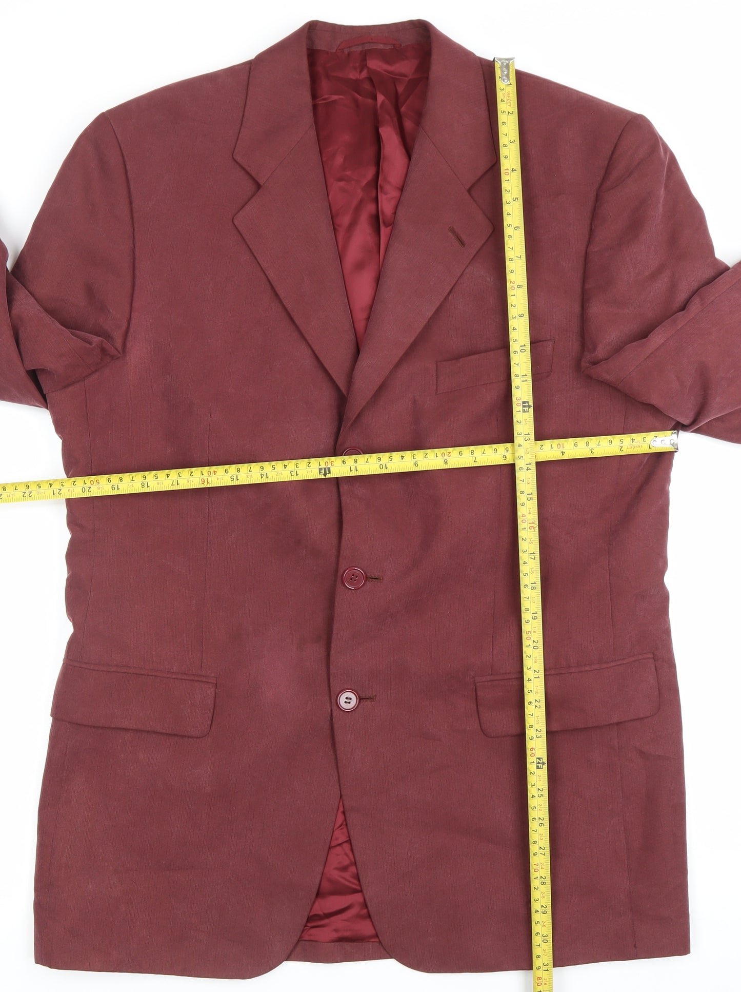 Hugo James Men’s Red 40 Blazer Jacket Single-Breasted Notch Lapel