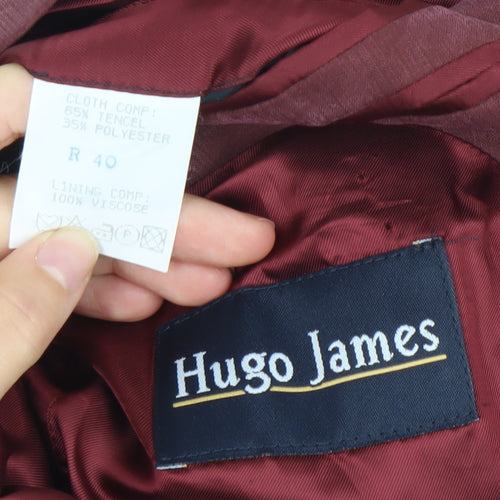 Hugo James Men’s Red 40 Blazer Jacket Single-Breasted Notch Lapel