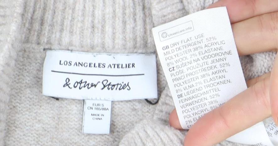 Anine Bing Womens Beige Mock Neck Wool Blend Jumper Size S