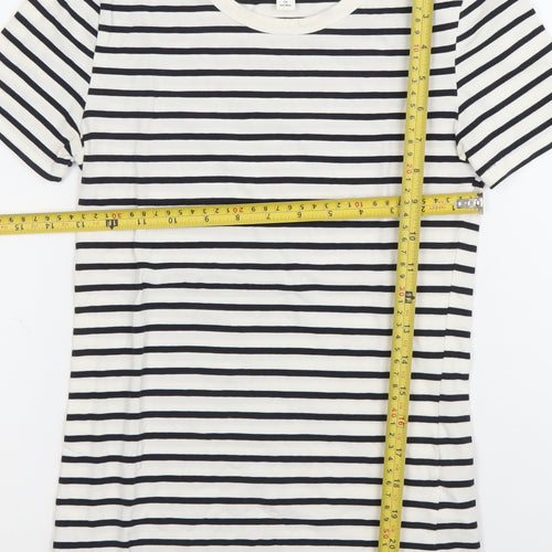 H&M Women’s XS Black White Striped Cotton Stretch T-Shirt