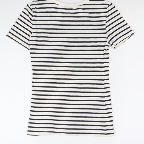 H&M Women’s XS Black White Striped Cotton Stretch T-Shirt