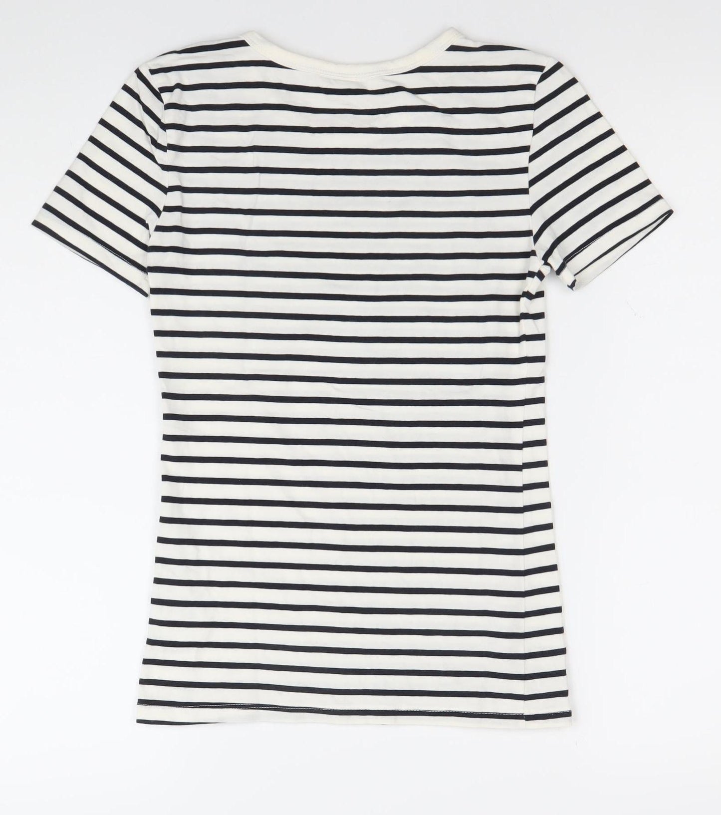 H&M Women’s XS Black White Striped Cotton Stretch T-Shirt