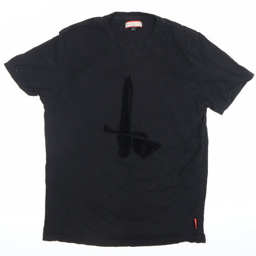 Charlton Athletic Mens Black Large Cotton Crew Neck Sports T-Shirt