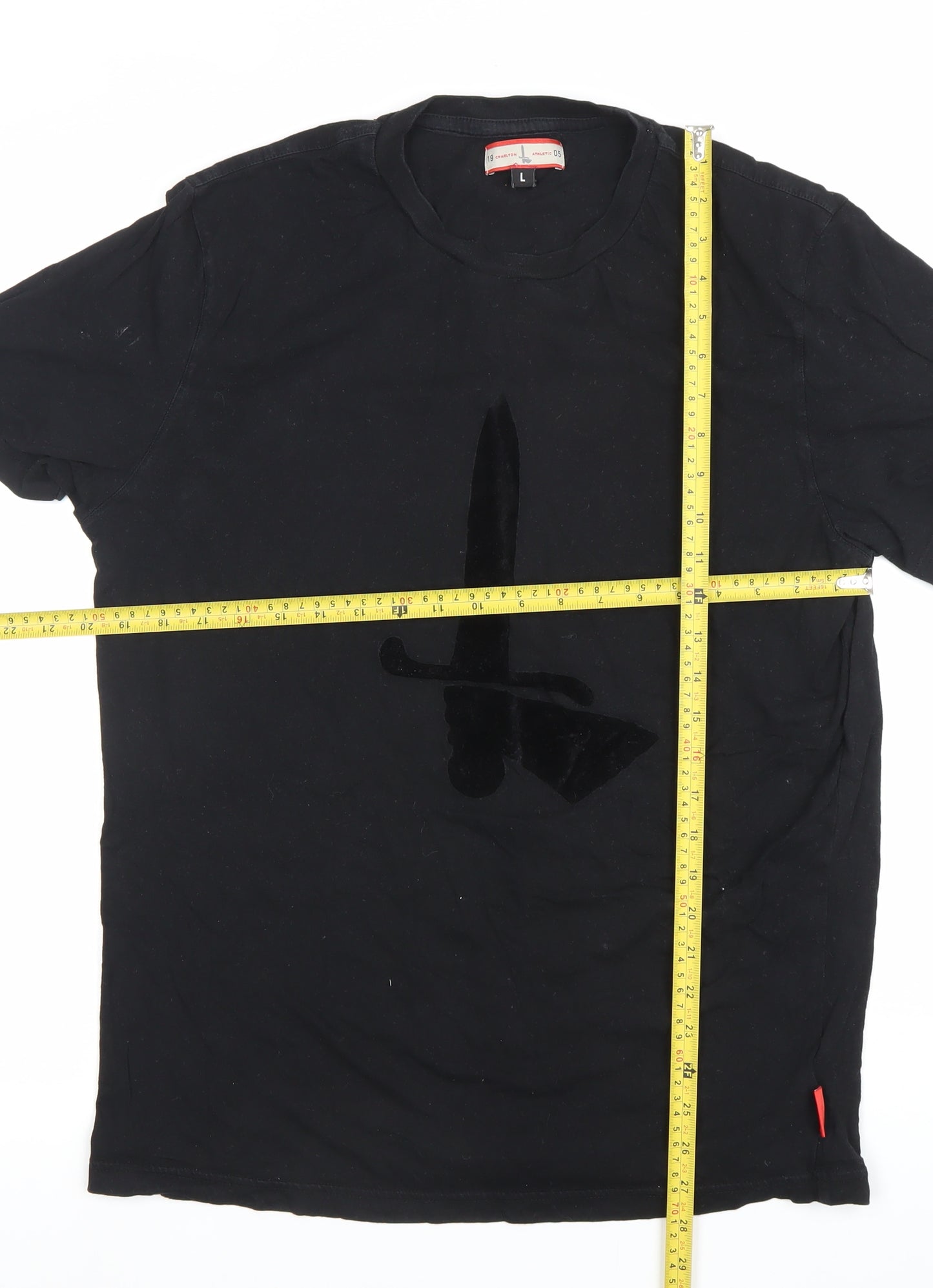 Charlton Athletic Mens Black Large Cotton Crew Neck Sports T-Shirt