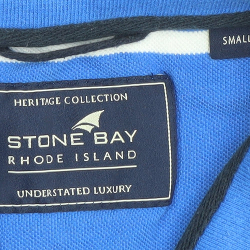 Stone Bay Men’s Blue Striped Cotton Polo Shirt Size S