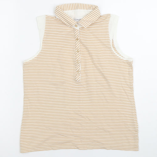 Calvin Klein Women’s Beige Striped Sleeveless Polo Shirt M