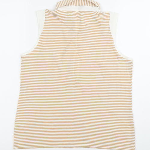 Calvin Klein Women’s Beige Striped Sleeveless Polo Shirt M