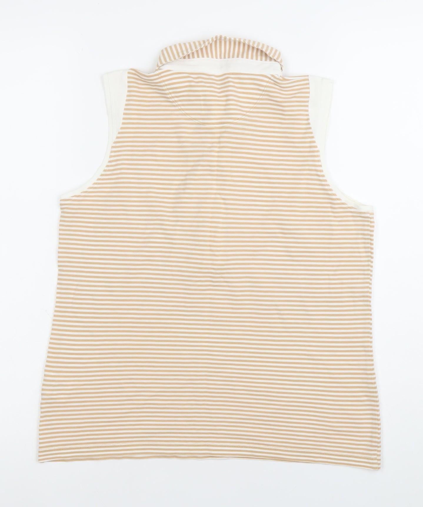 Calvin Klein Women’s Beige Striped Sleeveless Polo Shirt M