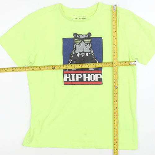 Next Boys Green Hip Hop Graphic T-Shirt Age 9 Years Short Sleeve Crew Neck