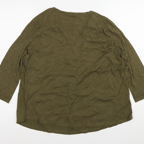 White Stuff Women’s Green Tunic Blouse UK 14 V-Neck 3/4 Sleeve