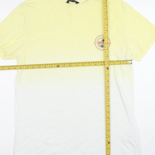 Peacocks Men's Yellow M Gradient Summer T-Shirt Short Sleeve Cotton