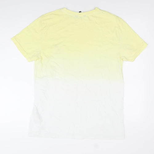 Peacocks Men's Yellow M Gradient Summer T-Shirt Short Sleeve Cotton
