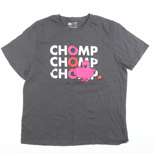 Comic Relief Mr Greedy Men's Black L Graphic T-Shirt Funny Cartoon