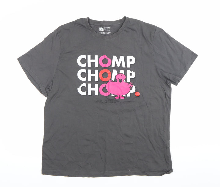 Comic Relief Mr Greedy Men's Black L Graphic T-Shirt Funny Cartoon