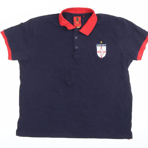 Luke 1977 Mens Blue Polo Shirt M Short Sleeve Cotton Casual