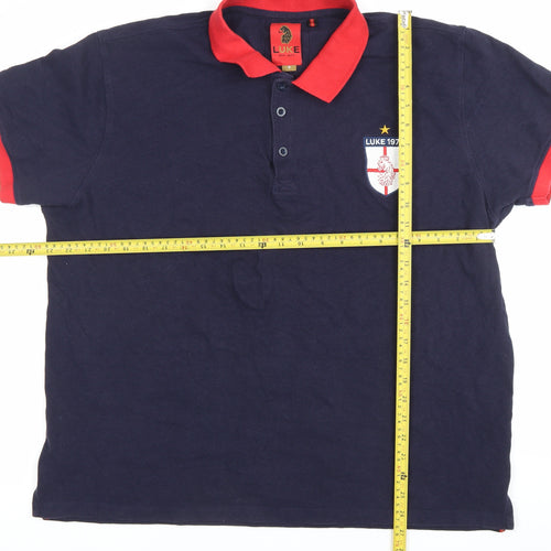 Luke 1977 Mens Blue Polo Shirt M Short Sleeve Cotton Casual