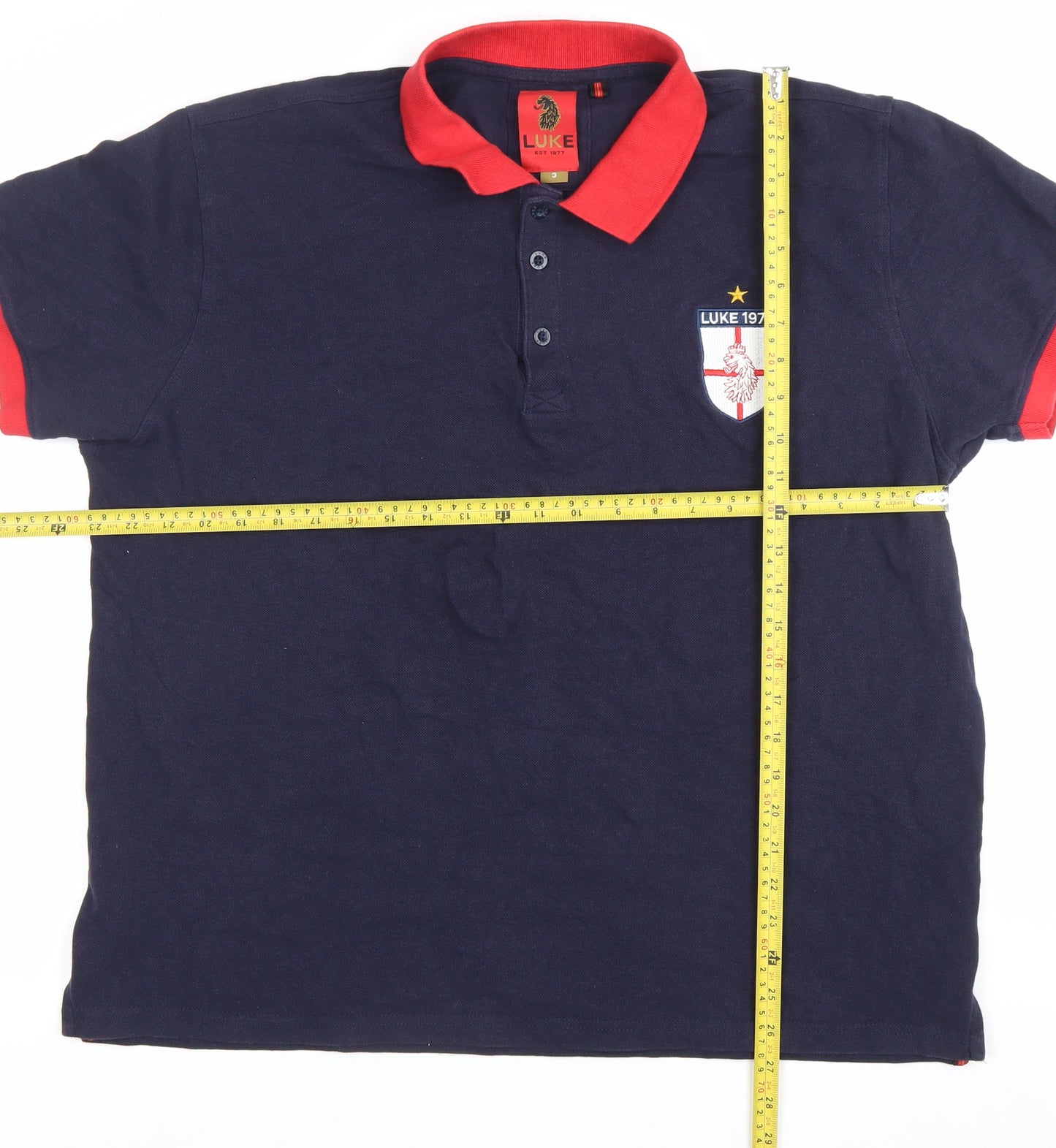 Luke 1977 Mens Blue Polo Shirt M Short Sleeve Cotton Casual
