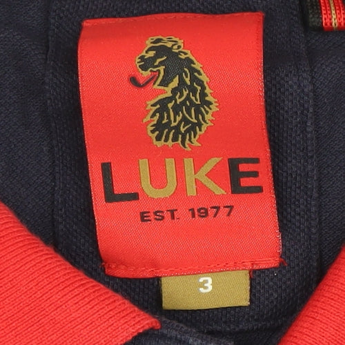 Luke 1977 Mens Blue Polo Shirt M Short Sleeve Cotton Casual