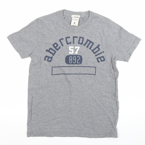 Abercrombie Boys Grey Muscle Fit Graphic Logo T-Shirt Size M