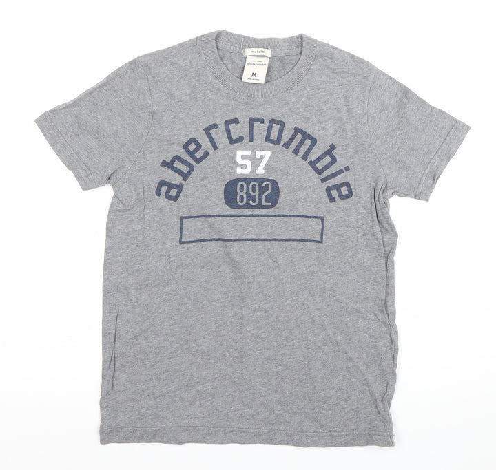 Abercrombie Boys Grey Muscle Fit Graphic Logo T-Shirt Size M