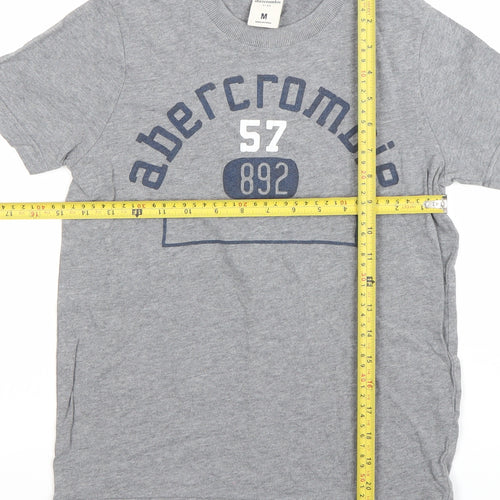 Abercrombie Boys Grey Muscle Fit Graphic Logo T-Shirt Size M