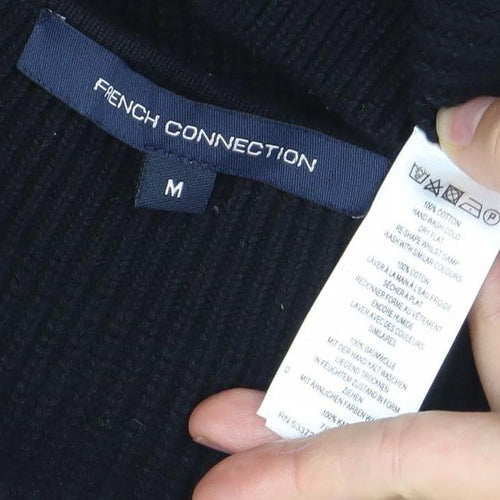 French Connection Womens Black Cotton Puff Sleeve Blouse M