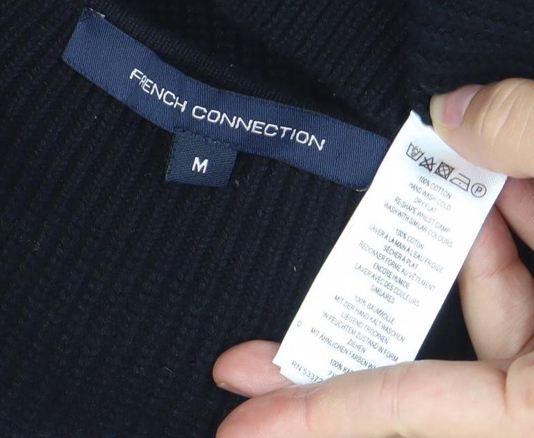 French Connection Womens Black Cotton Puff Sleeve Blouse M