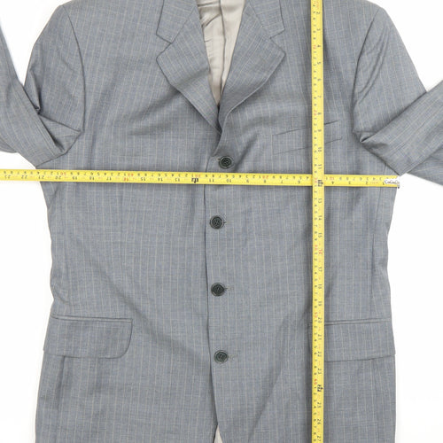 Jaeger Men’s Grey Pinstripe Wool Blazer Jacket 42R Classic Fit