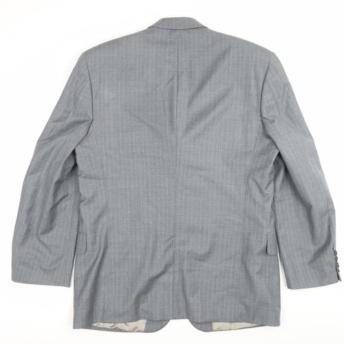 Jaeger Men’s Grey Pinstripe Wool Blazer Jacket 42R Classic Fit