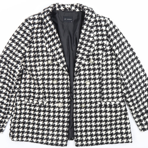 ET VOUS Womens Black White Houndstooth Blazer Size 20