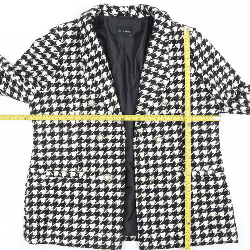 ET VOUS Womens Black White Houndstooth Blazer Size 20