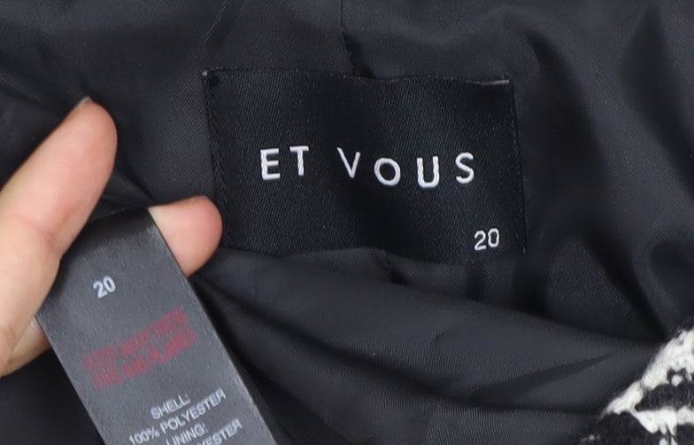 ET VOUS Womens Black White Houndstooth Blazer Size 20