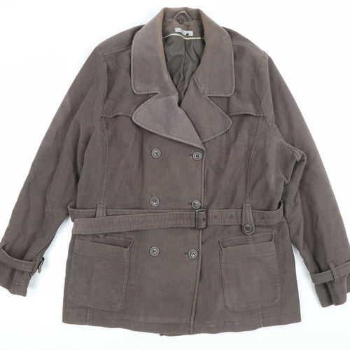 Marks and Spencer Women’s Brown Cotton Blend Pea Coat Size 22
