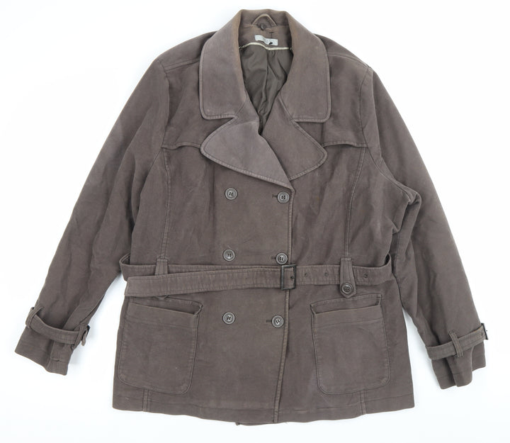 Marks and Spencer Women’s Brown Cotton Blend Pea Coat Size 22