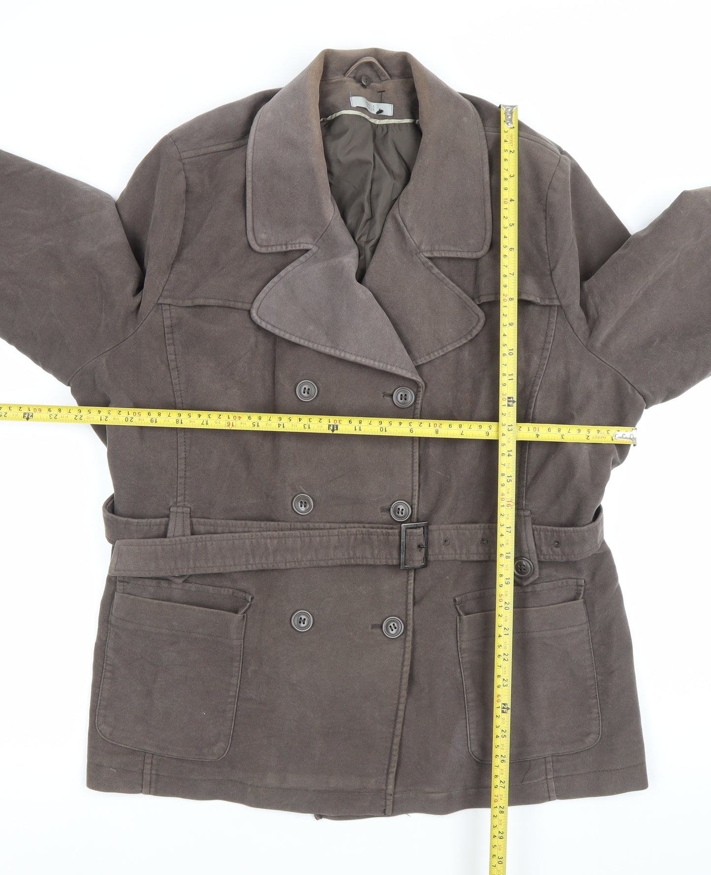 Marks and Spencer Women’s Brown Cotton Blend Pea Coat Size 22