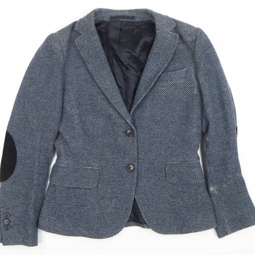 GANT Womens Blue Wool Herringbone Blazer Jacket Size 8