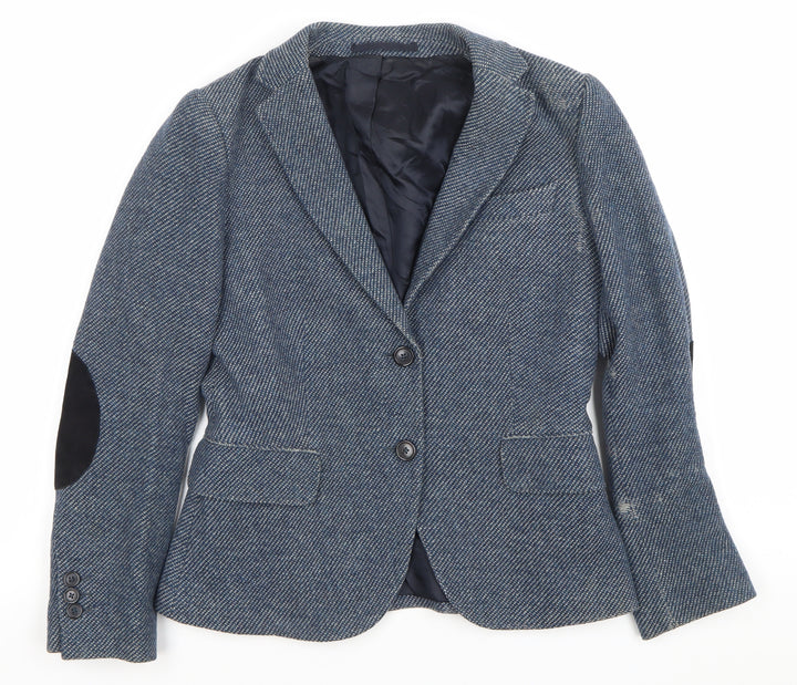 GANT Womens Blue Wool Herringbone Blazer Jacket Size 8