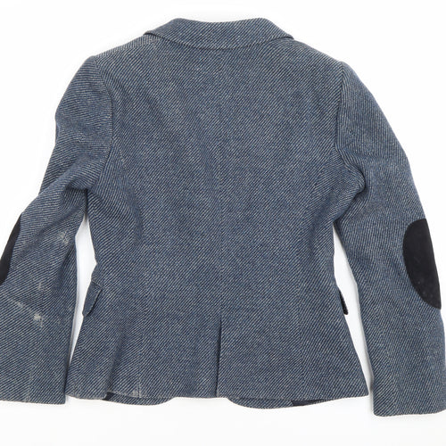 GANT Womens Blue Wool Herringbone Blazer Jacket Size 8