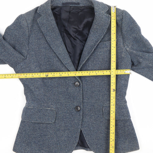 GANT Womens Blue Wool Herringbone Blazer Jacket Size 8