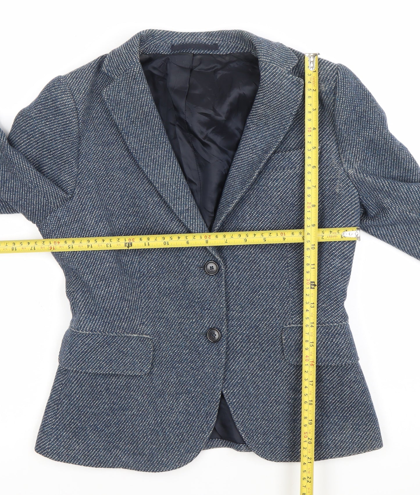GANT Womens Blue Wool Herringbone Blazer Jacket Size 8