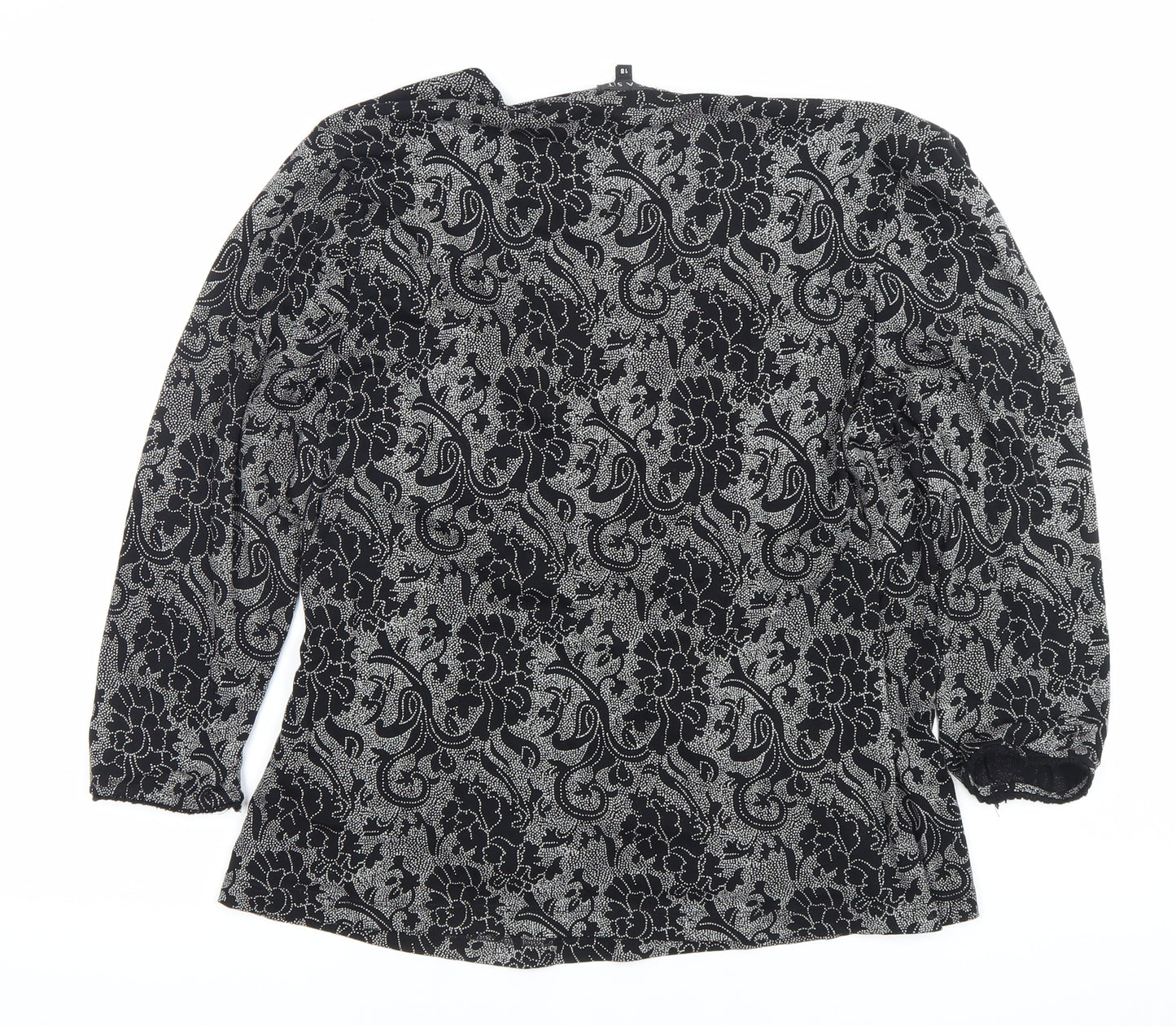 EAST Womens Black Floral Wrap Blouse Size 18 Long Sleeve Viscose