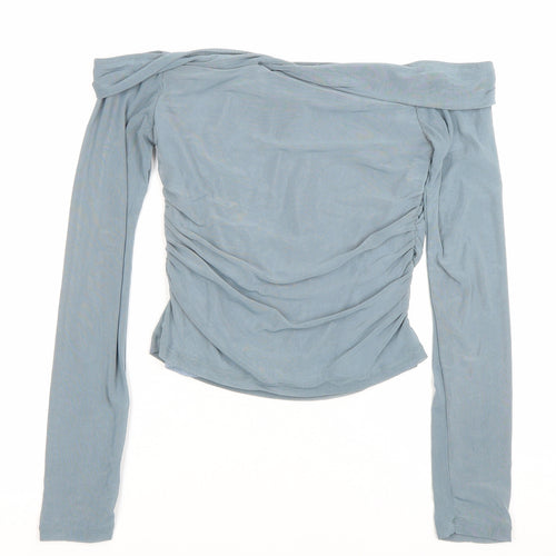 Motel Women’s Blue Off Shoulder Long Sleeve Slim Fit Blouse L
