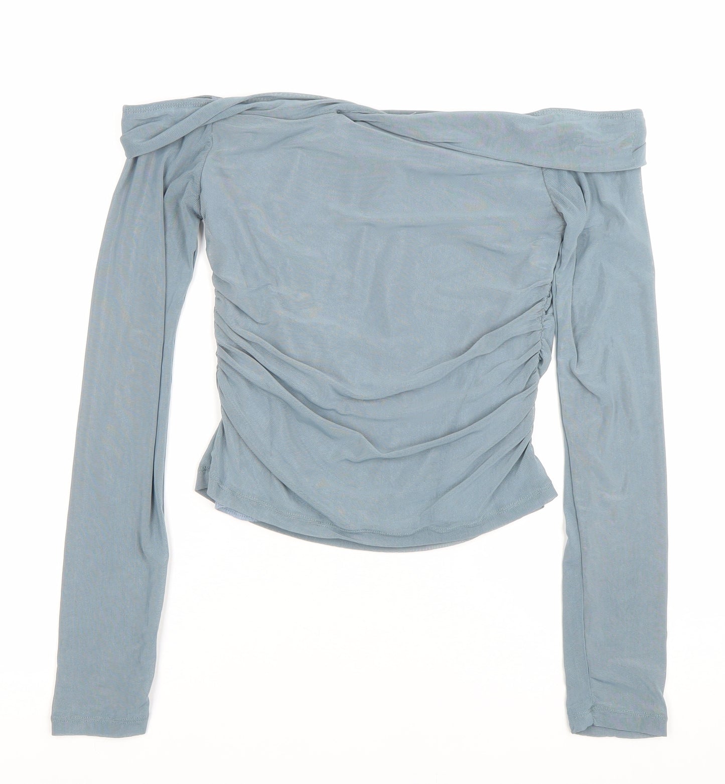 Motel Women’s Blue Off Shoulder Long Sleeve Slim Fit Blouse L