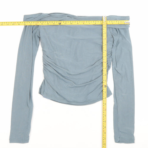 Motel Women’s Blue Off Shoulder Long Sleeve Slim Fit Blouse L