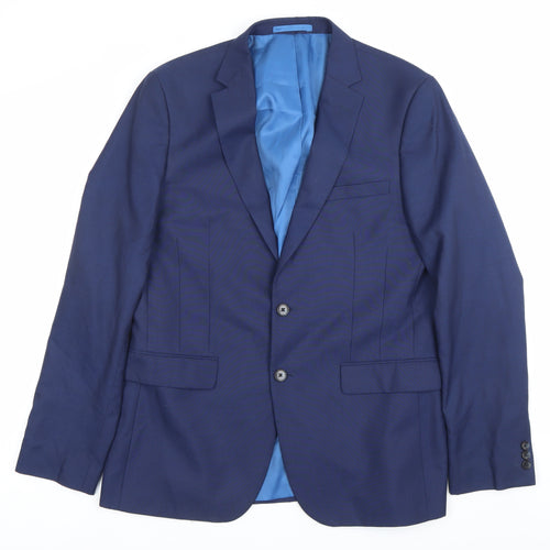Moss London Men’s Blue Slim Fit Blazer Jacket Size 42 Long